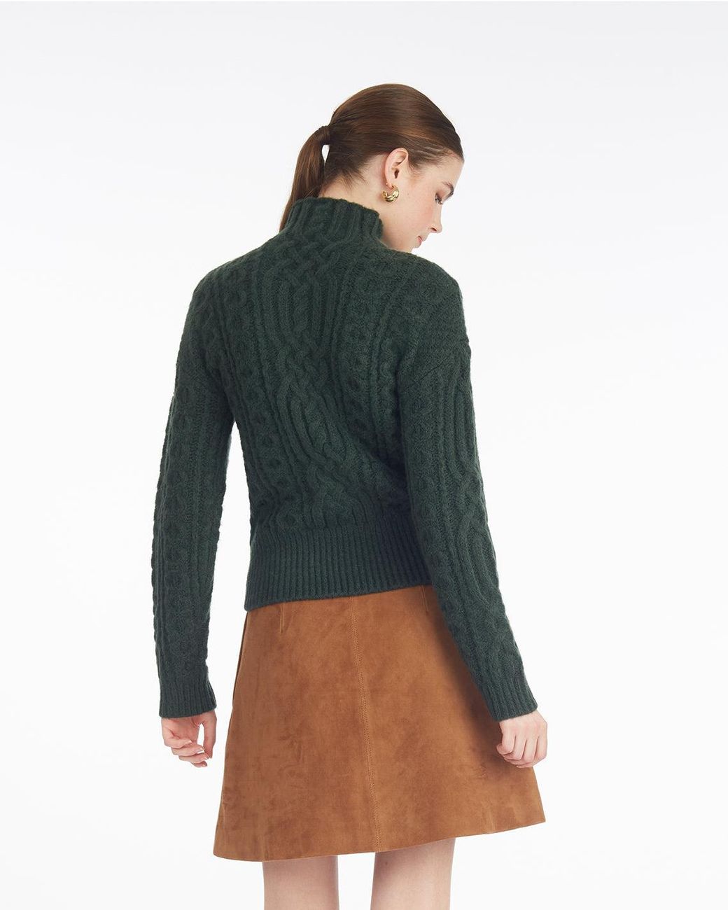 Draper James Green Oversized Cable Funnel Neck