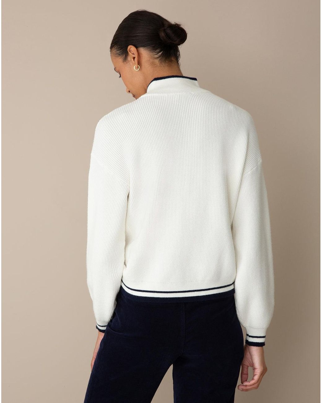 Draper James White Quarterzip Sweater