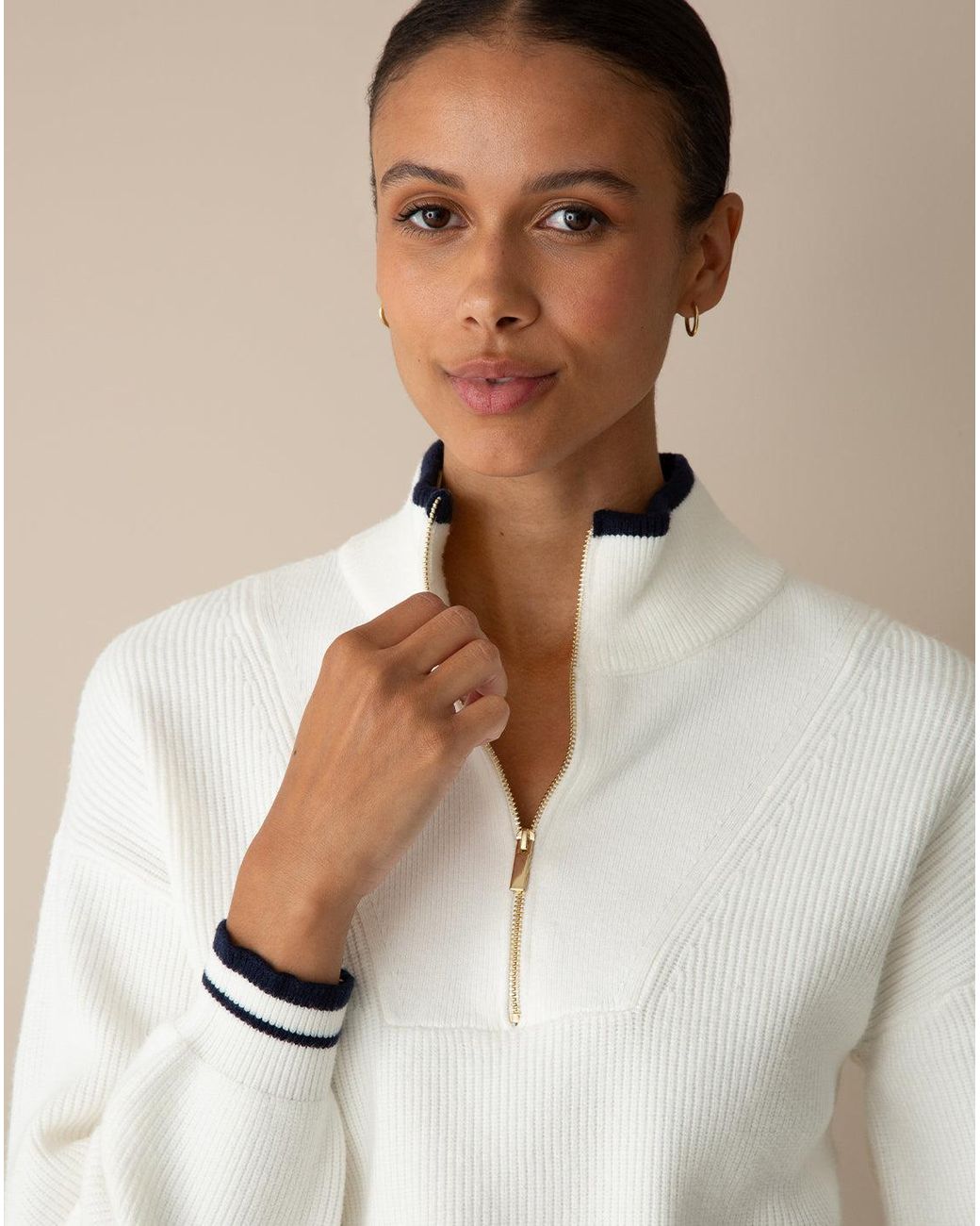 Draper James White Quarterzip Sweater