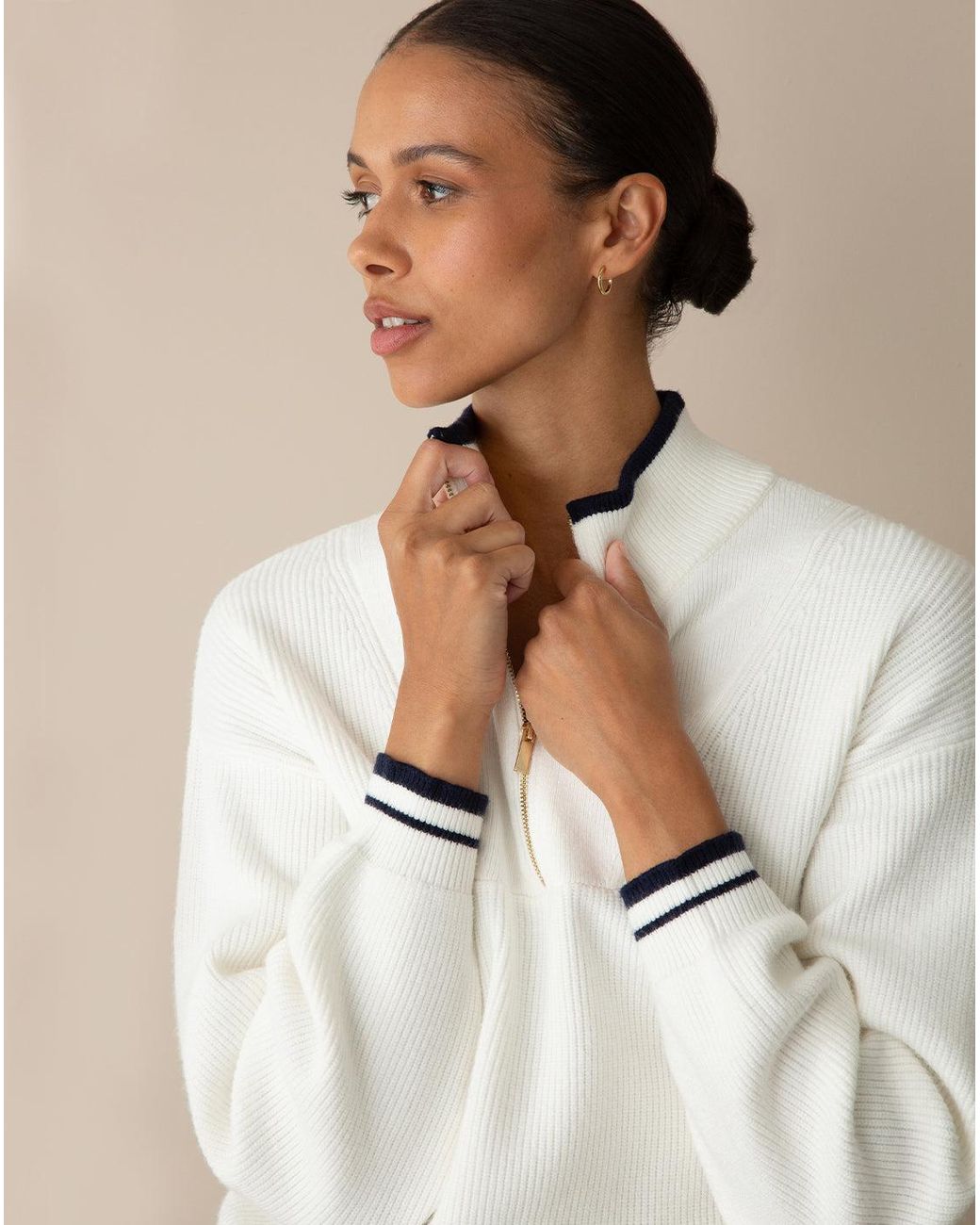 Draper James White Quarterzip Sweater