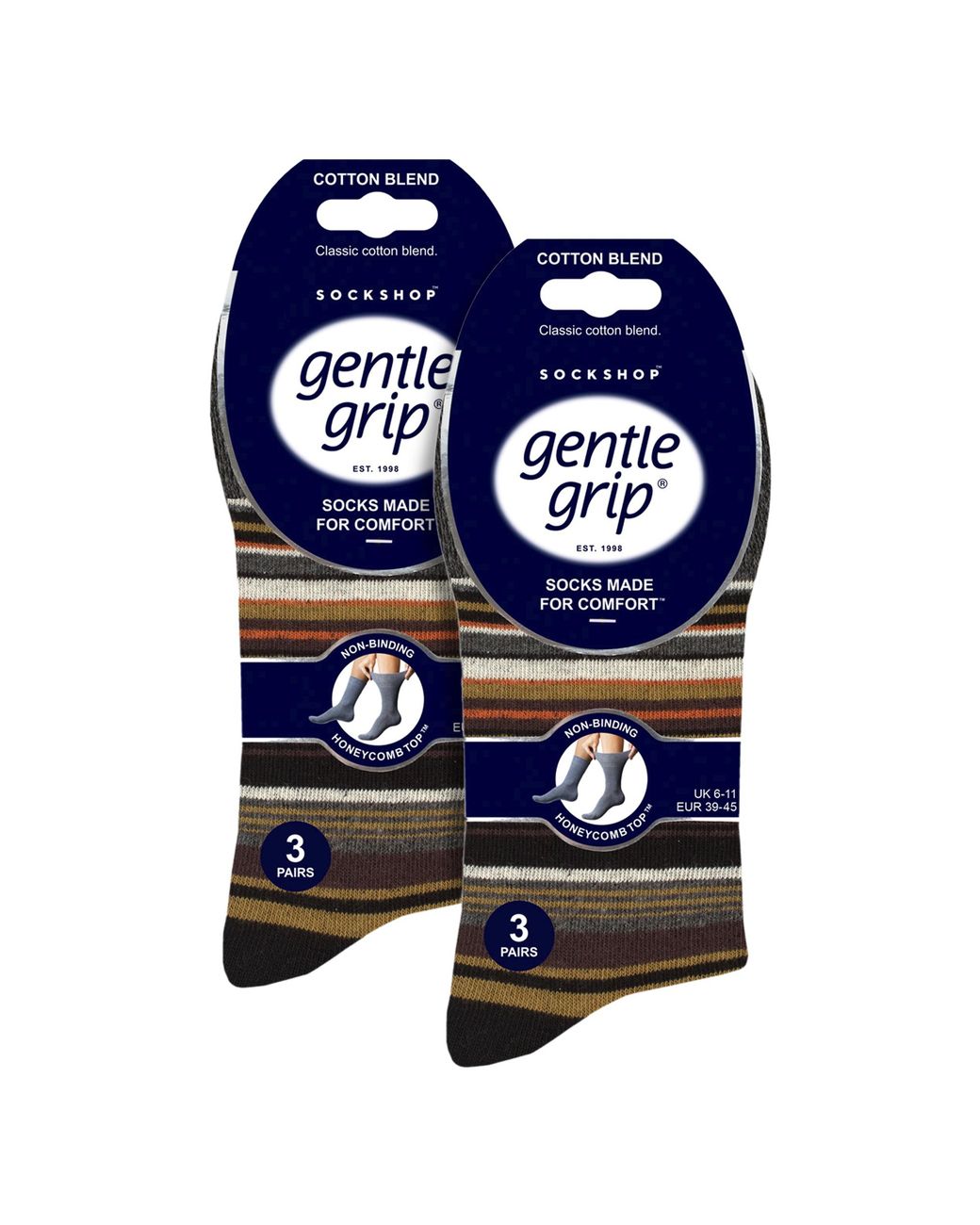 Gentle Grip Gray 6 Pairs Cotton Socks for men