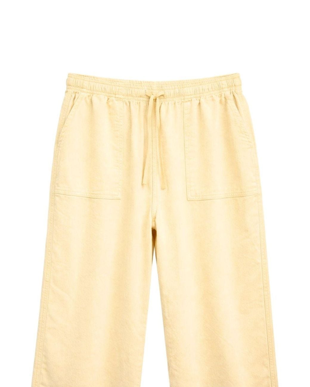 MixRay Yellow Mid Waist Straight Leg Cotton Pants With Tie Closure