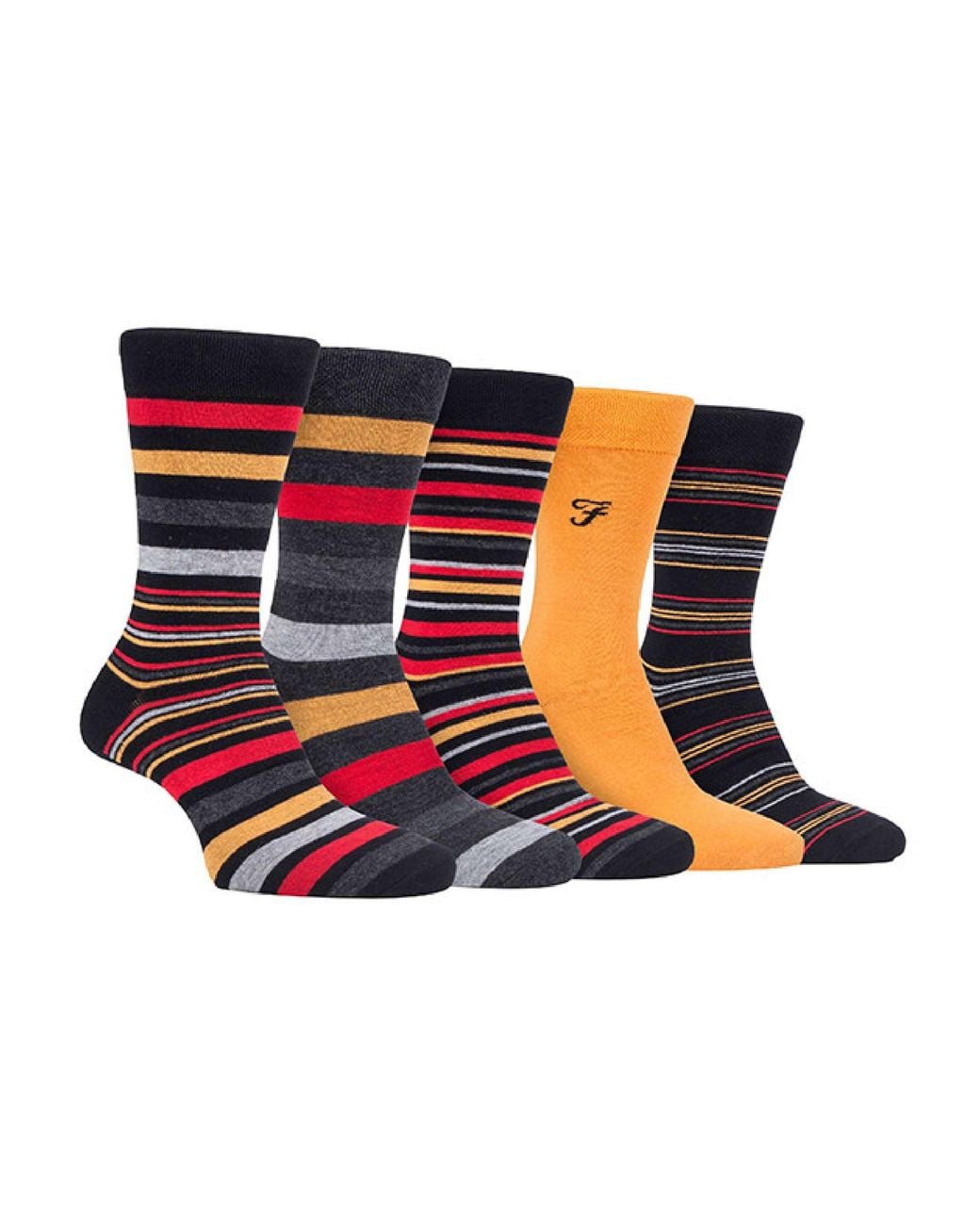 Farah Blue 5 Pack Bamboo Bright Striped Patterned Socks for men