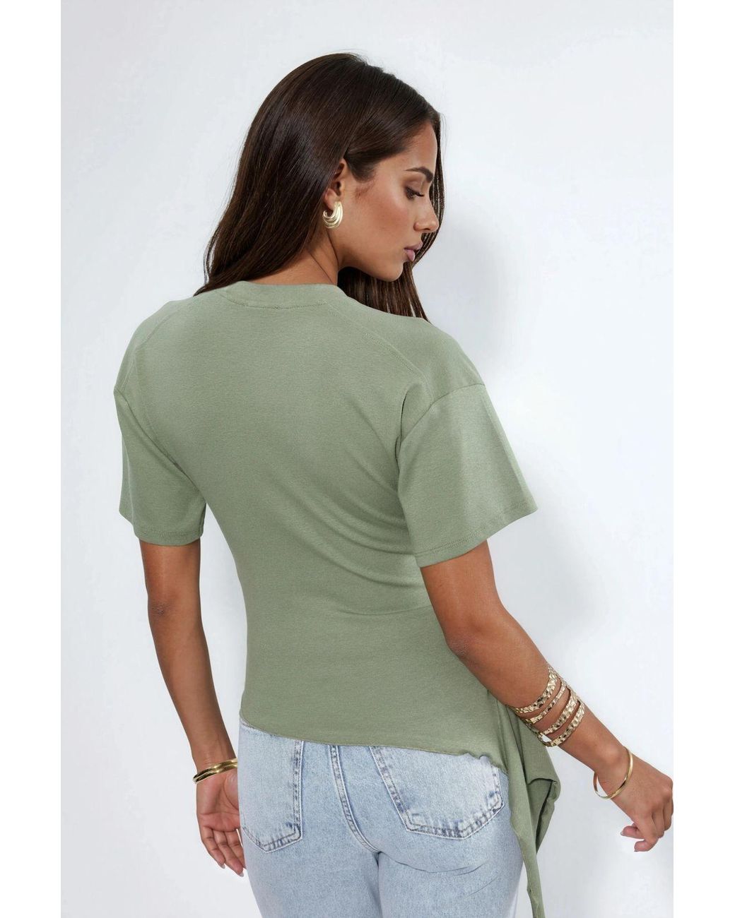 Busem Green Oversized Crew Neck Drape Blouse