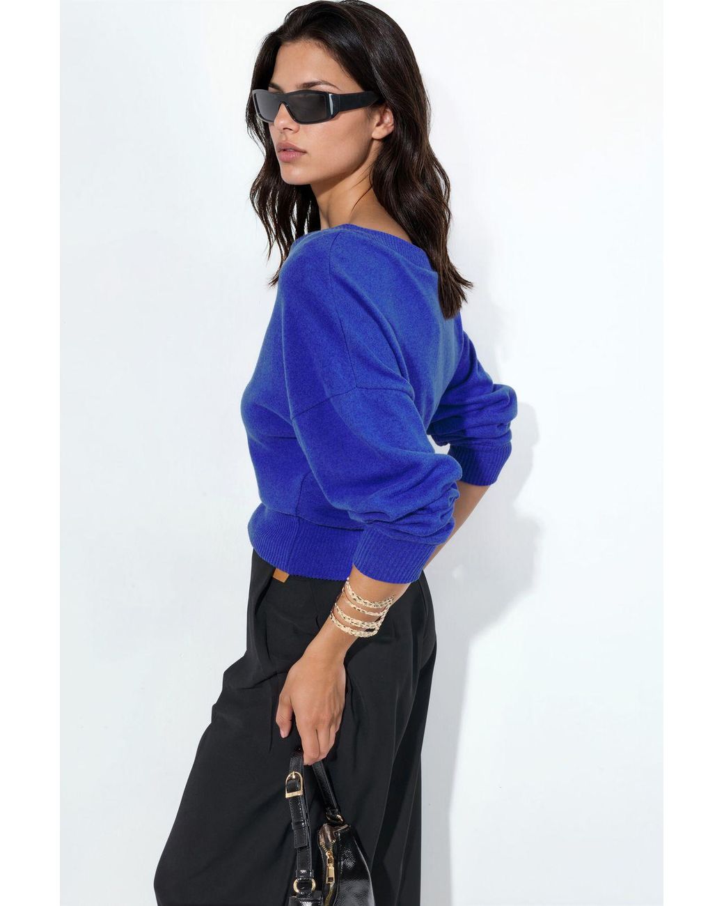 Busem Blue Crop V-Neck Sweatshirt