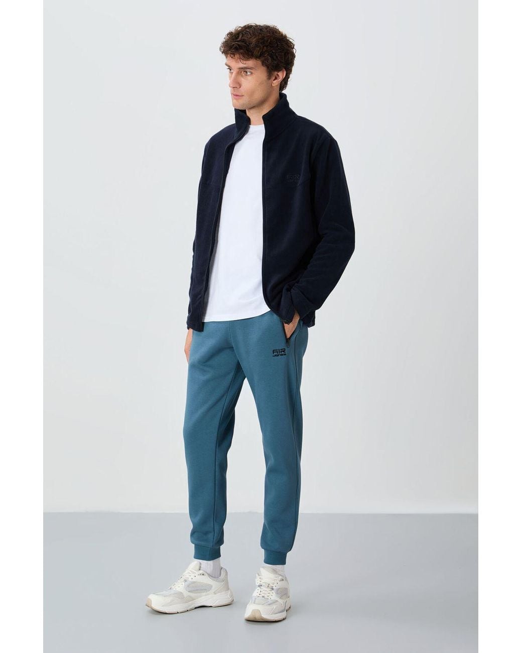 TOMMY LIFE Blue Plush Zip-Front Sweatshirt for men
