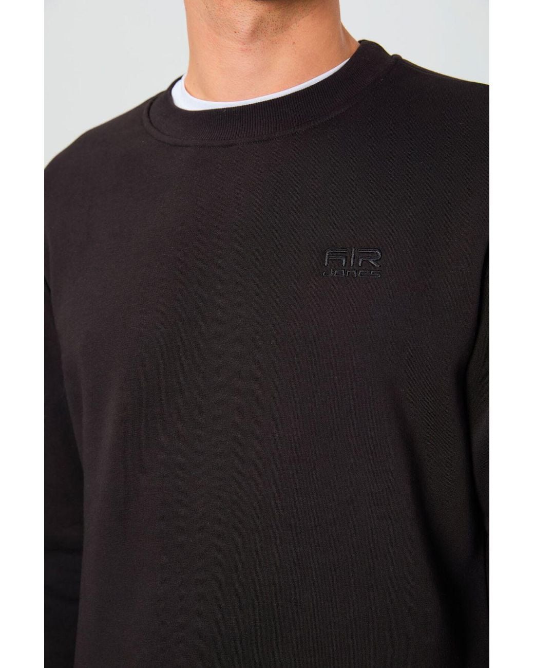 TOMMY LIFE Black Regular Fit Crew Neck Sweatshirt for men