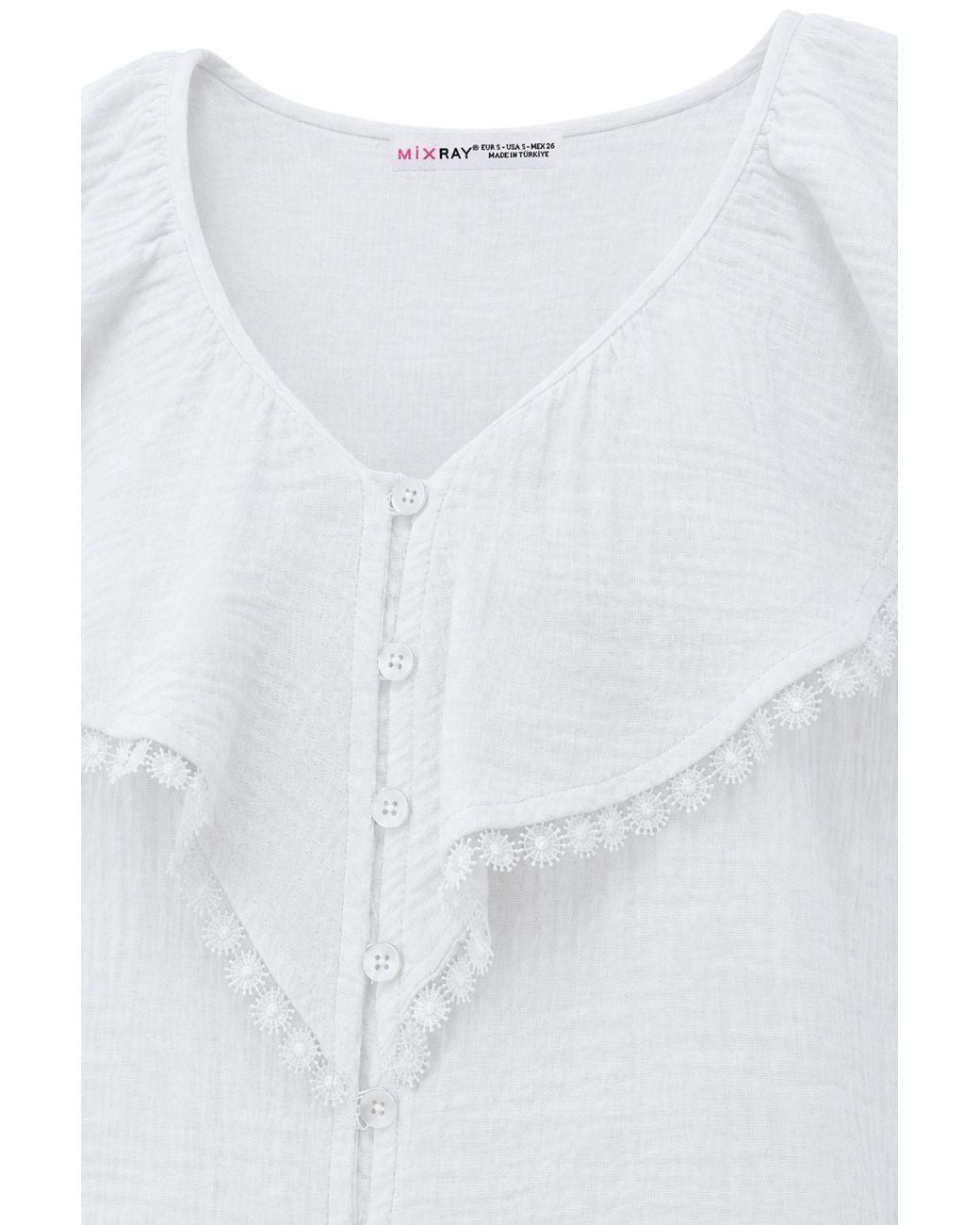 MixRay White Cotton V-Neck Sleeveless Blouse