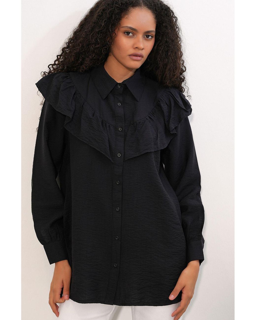 Bigdart Black Long Relaxed Textured Shirt
