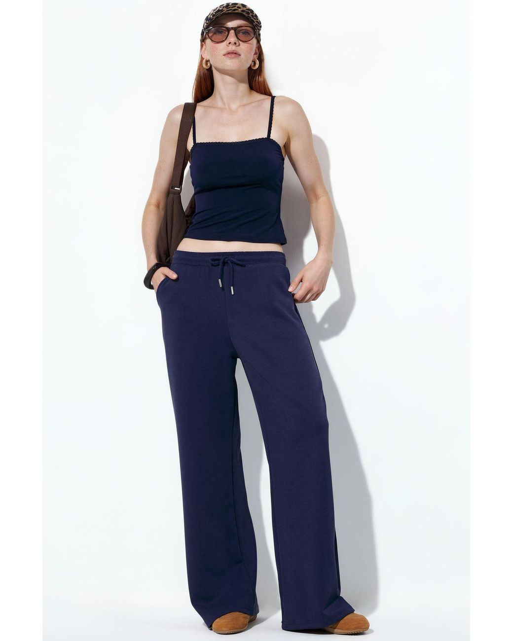 Busem Blue Ribbed Drawstring Waist Pants