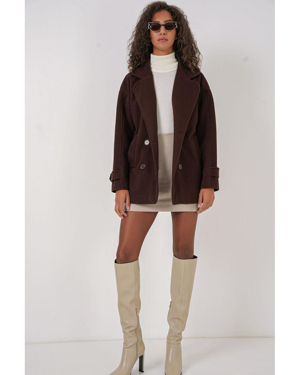 Bigdart Brown Relaxed Fit Shawl Collar Buttoned Coat