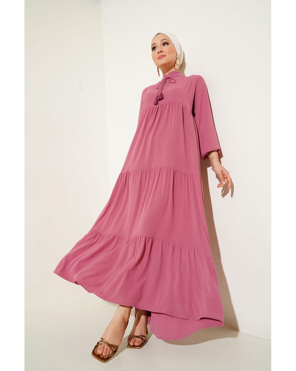 Bigdart Pink Maxi Dress With Bow Detail