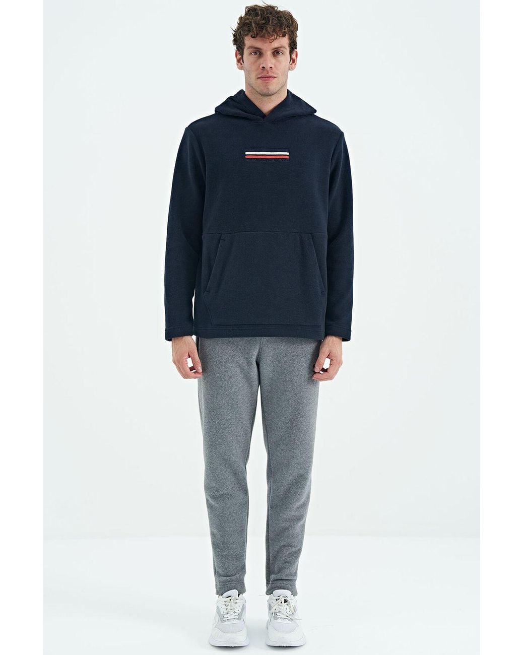 TOMMY LIFE Blue Printed Logo Hoodie for men