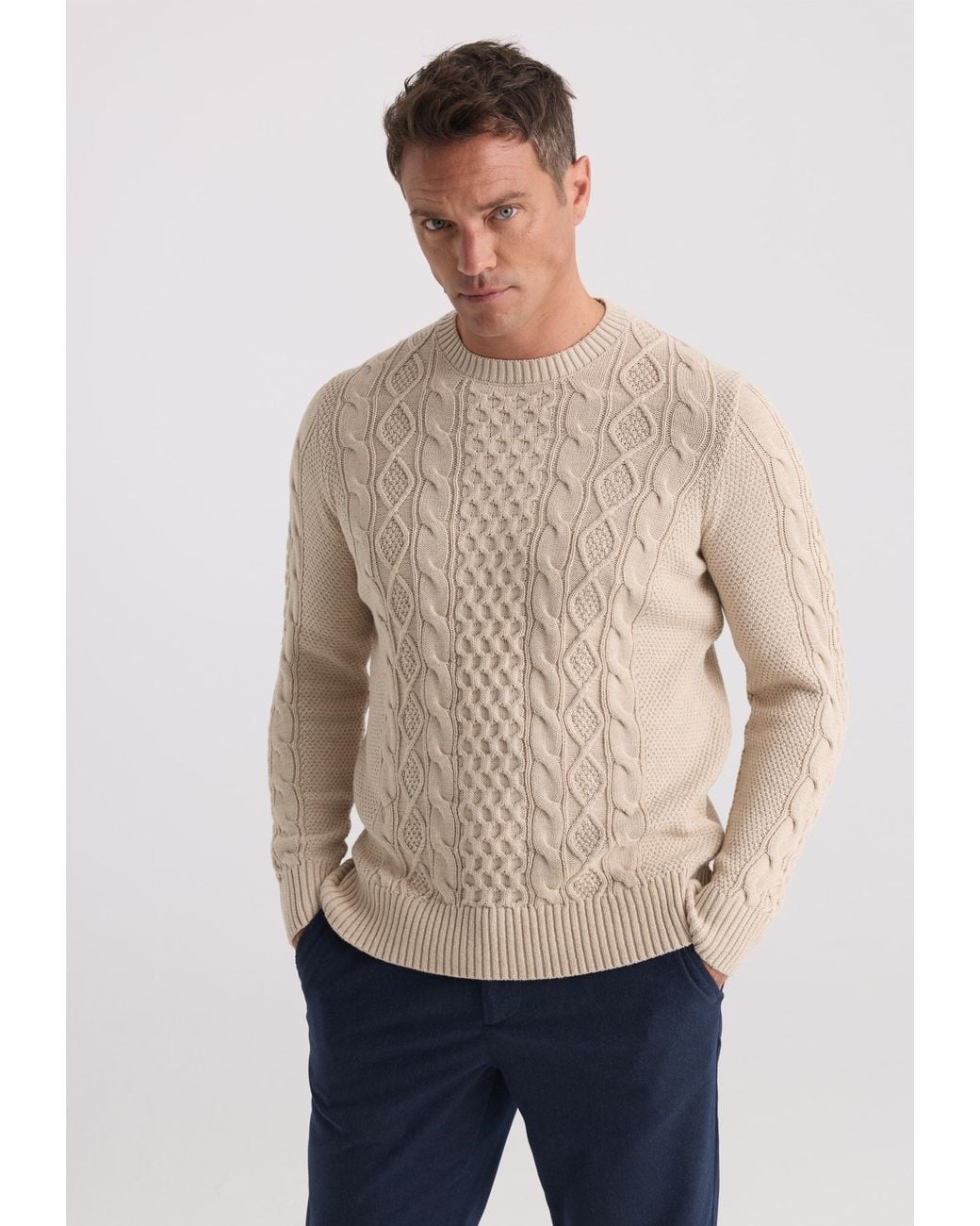 Felix Hardy Pullover Rundhalspullover in Natural für Herren