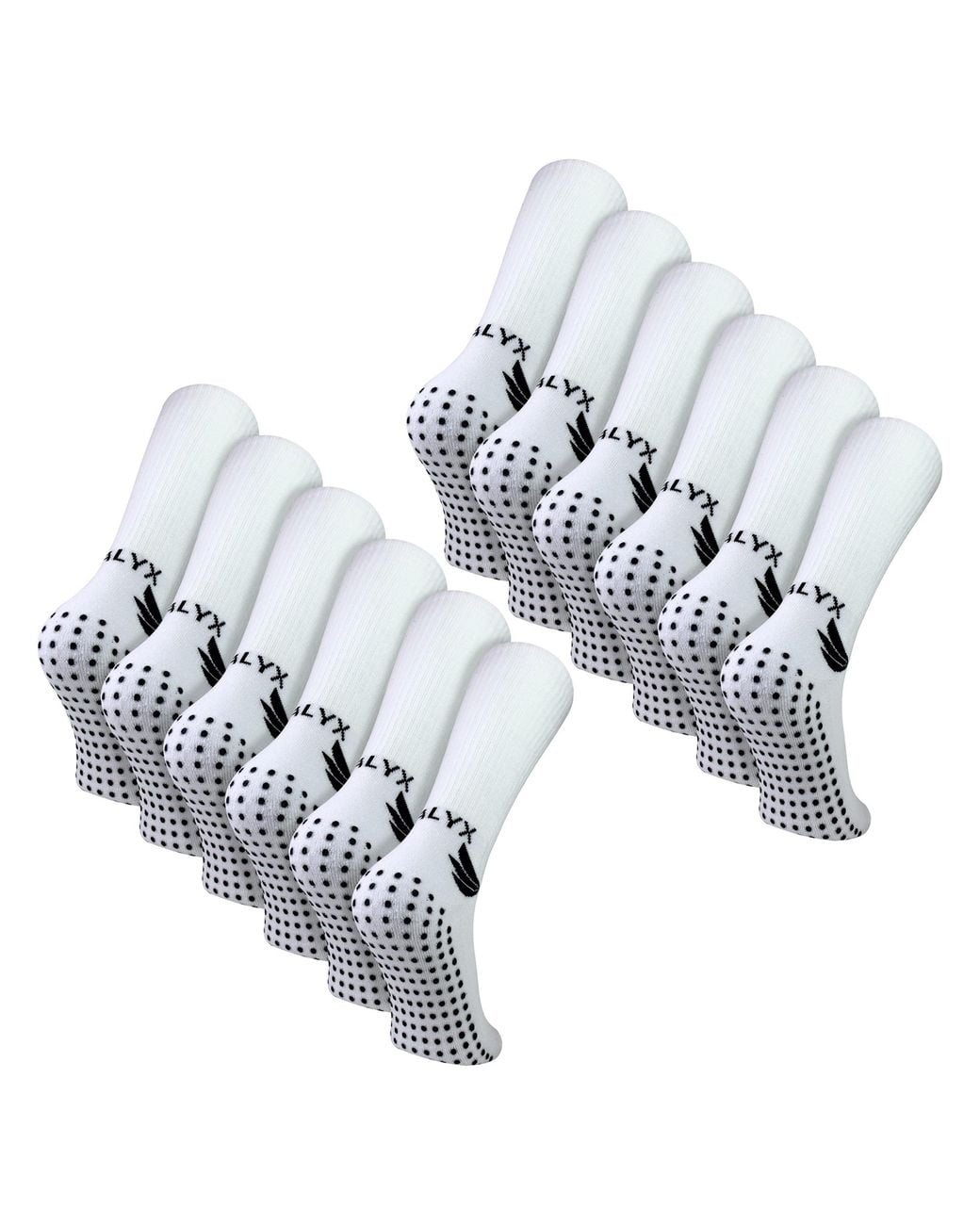 Talyx White 12 Pack Bamboo Crew Grip Socks for men