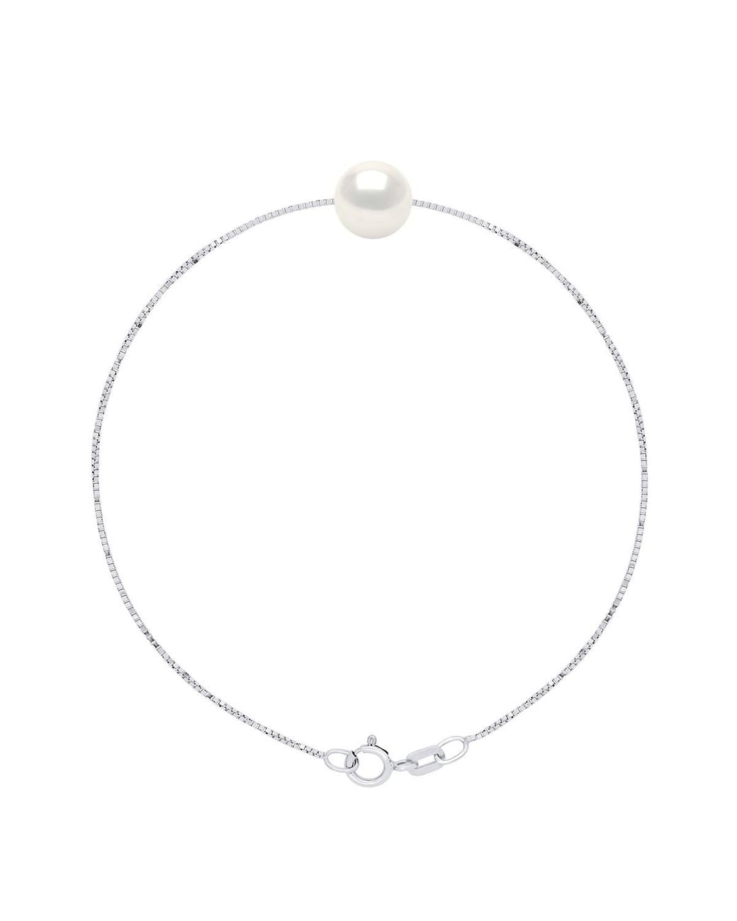 Ateliers Saint Germain Metallic Bracelet Real Cultured Freshwater Pearl Round 8-9 Mm