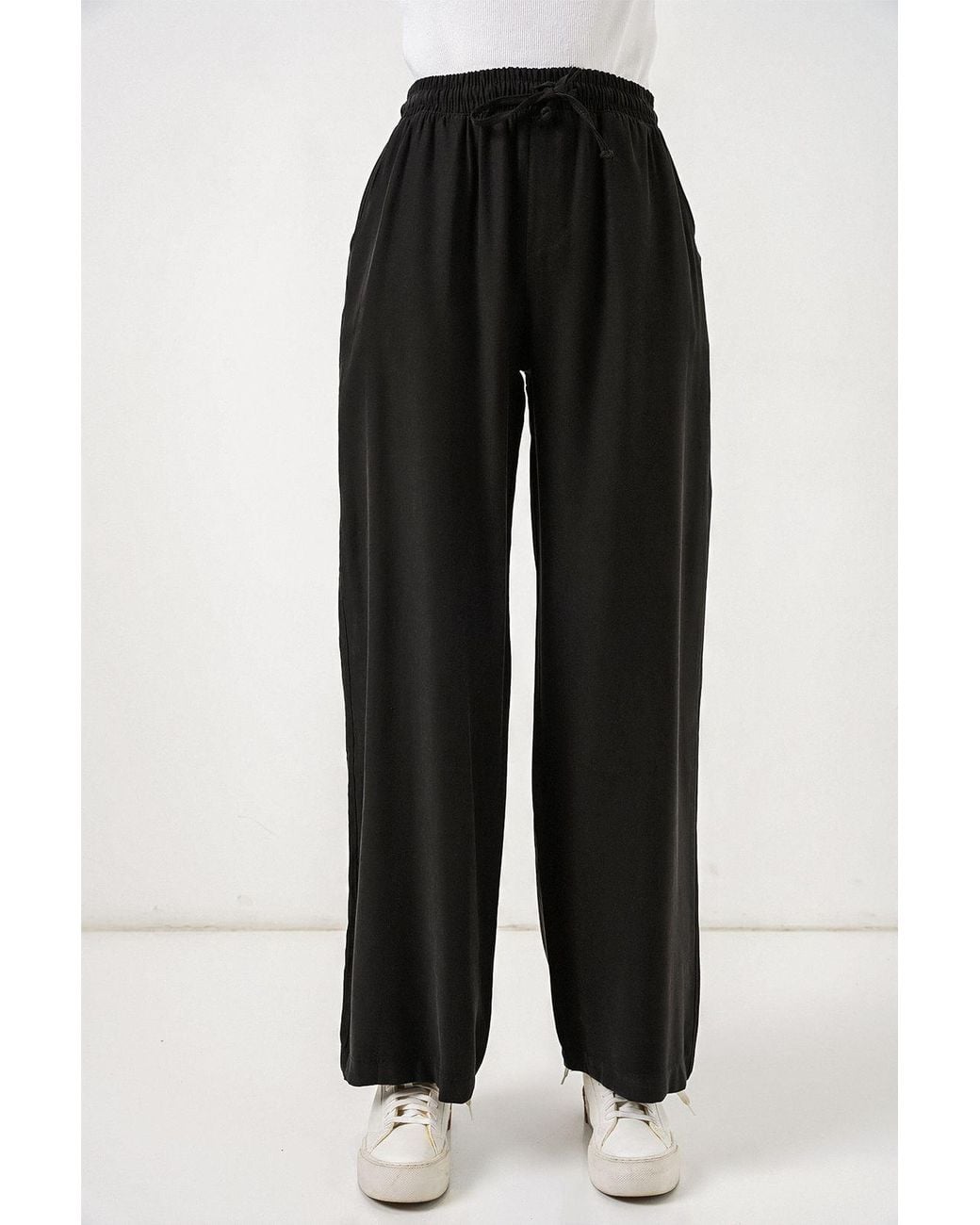 Bigdart White High Waist Wide Leg Trousers With Pocket