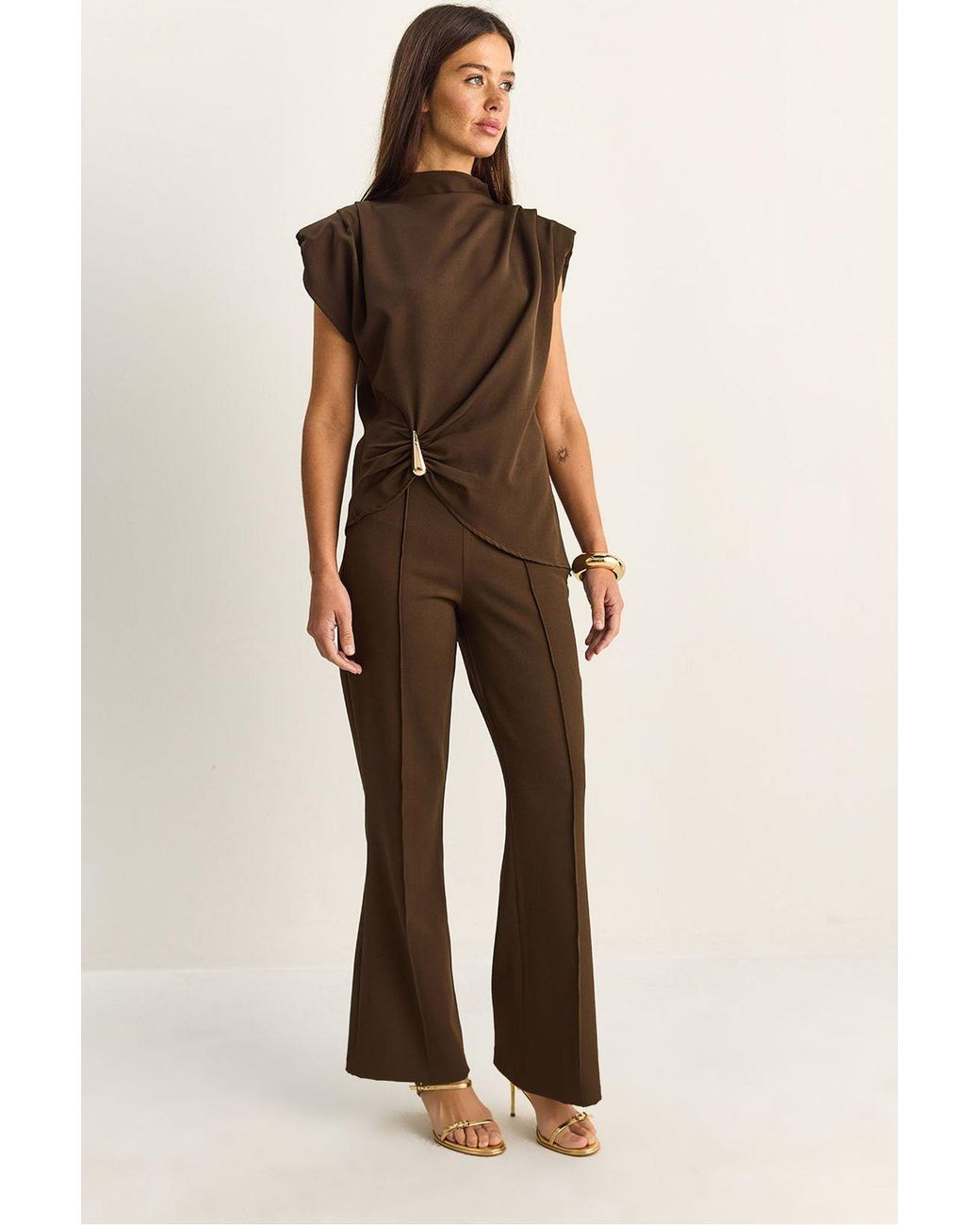 Bianco Lucci Multicolor High Waist Flare Leg Co-Ord Set