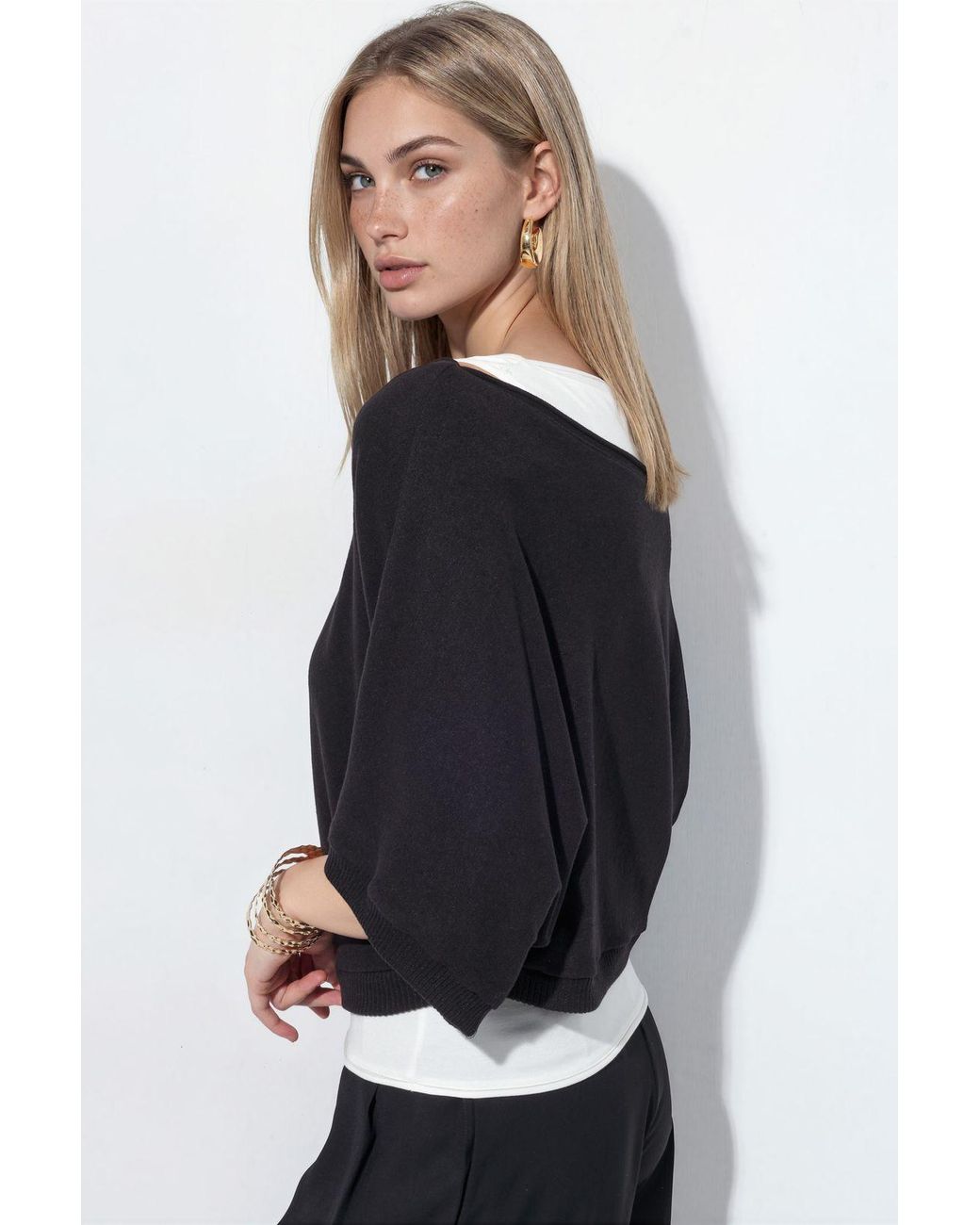 Busem Black Ribbed Crew Neck Jumper
