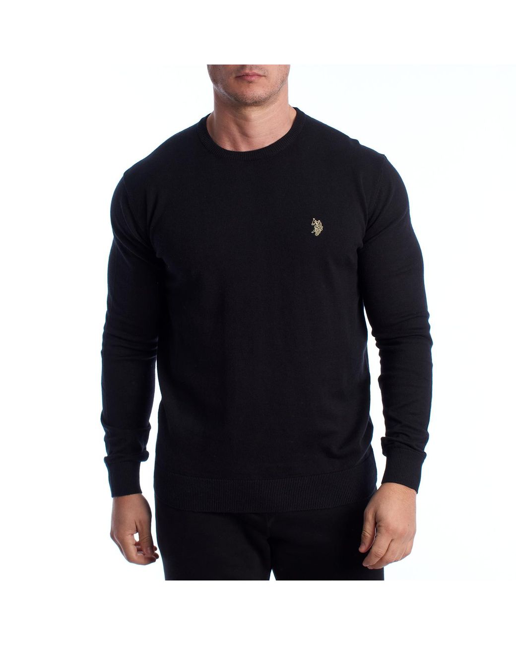 U.S. POLO ASSN. Blue Round Neck Knit Sweater Us40173038 for men