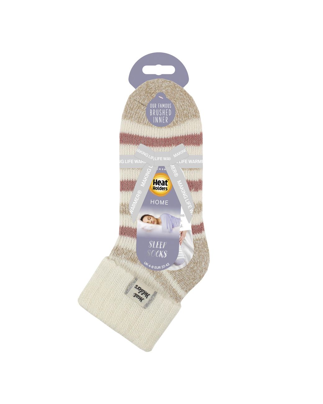 Heat Holders Natural Ladies Thermal Sleep Bed Socks With Rib Turn Over Cuff
