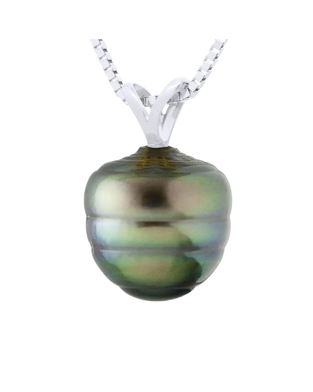 Ateliers Saint Germain Green Beaded Pendant V Thread 750 And Real Cultured Tahiti Pearl Circled 9-10 Mm
