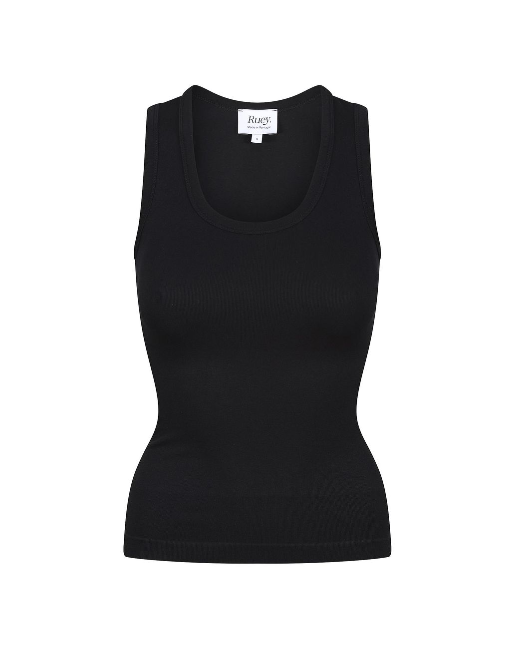 Ruey Black Ladies Essentials Scoop Neck Tank Sculpting Recycled Stretch Fit