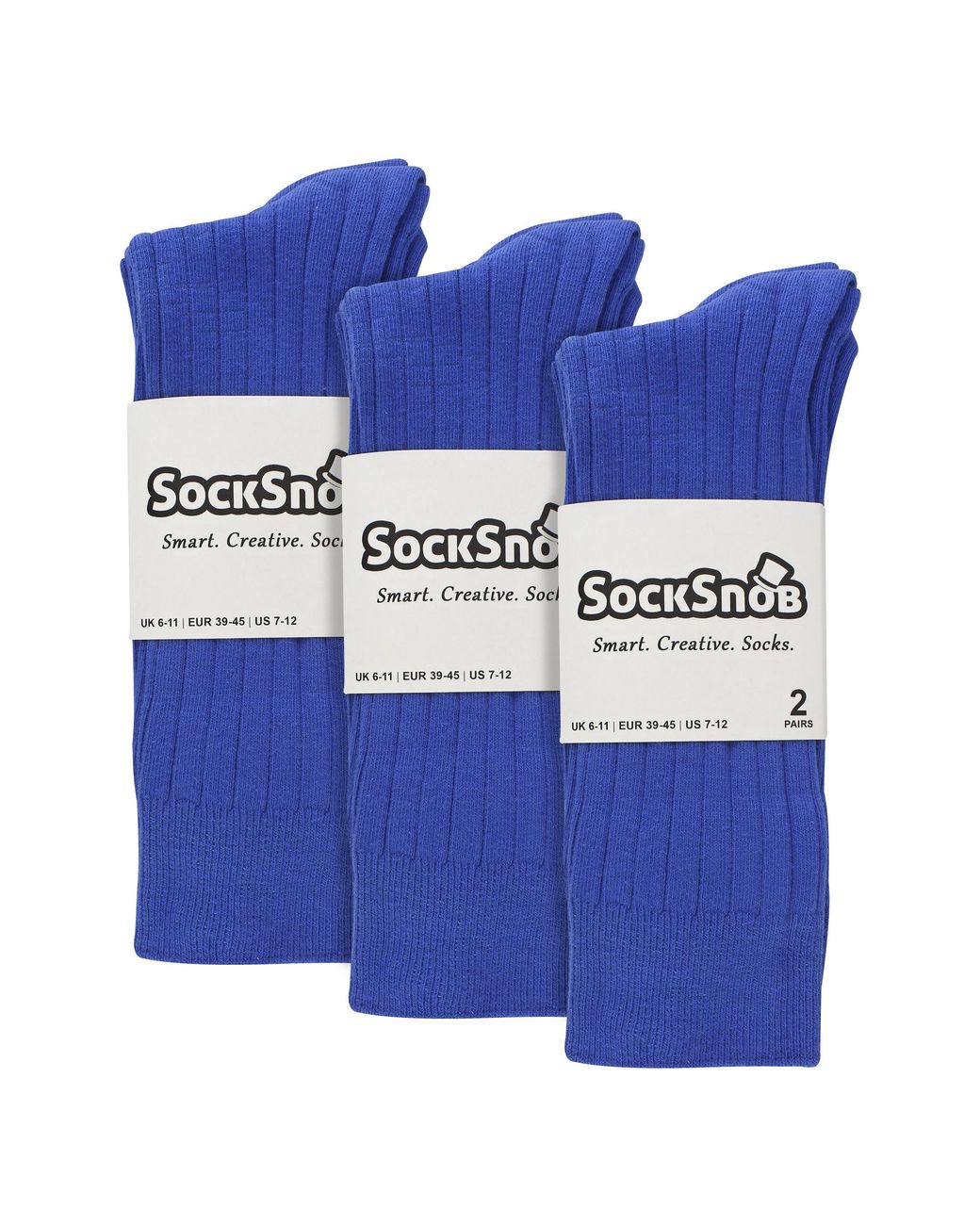Sock Snob Blue Plain Coloured Cotton Rich Ribbed Dress Socks for men