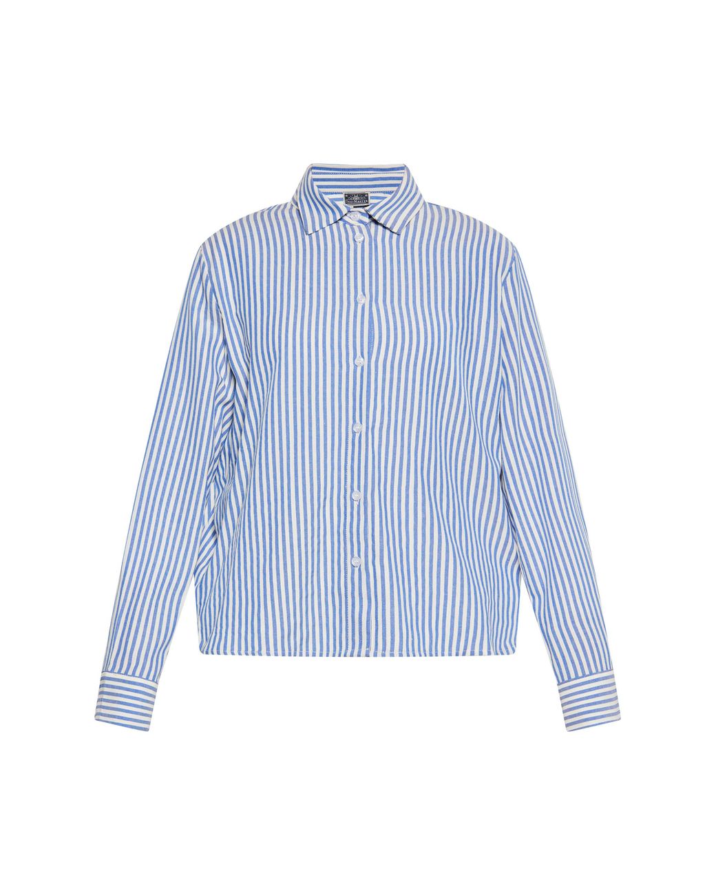Dreimaster Blouse Dames Blauw Wol Wit in het Blue