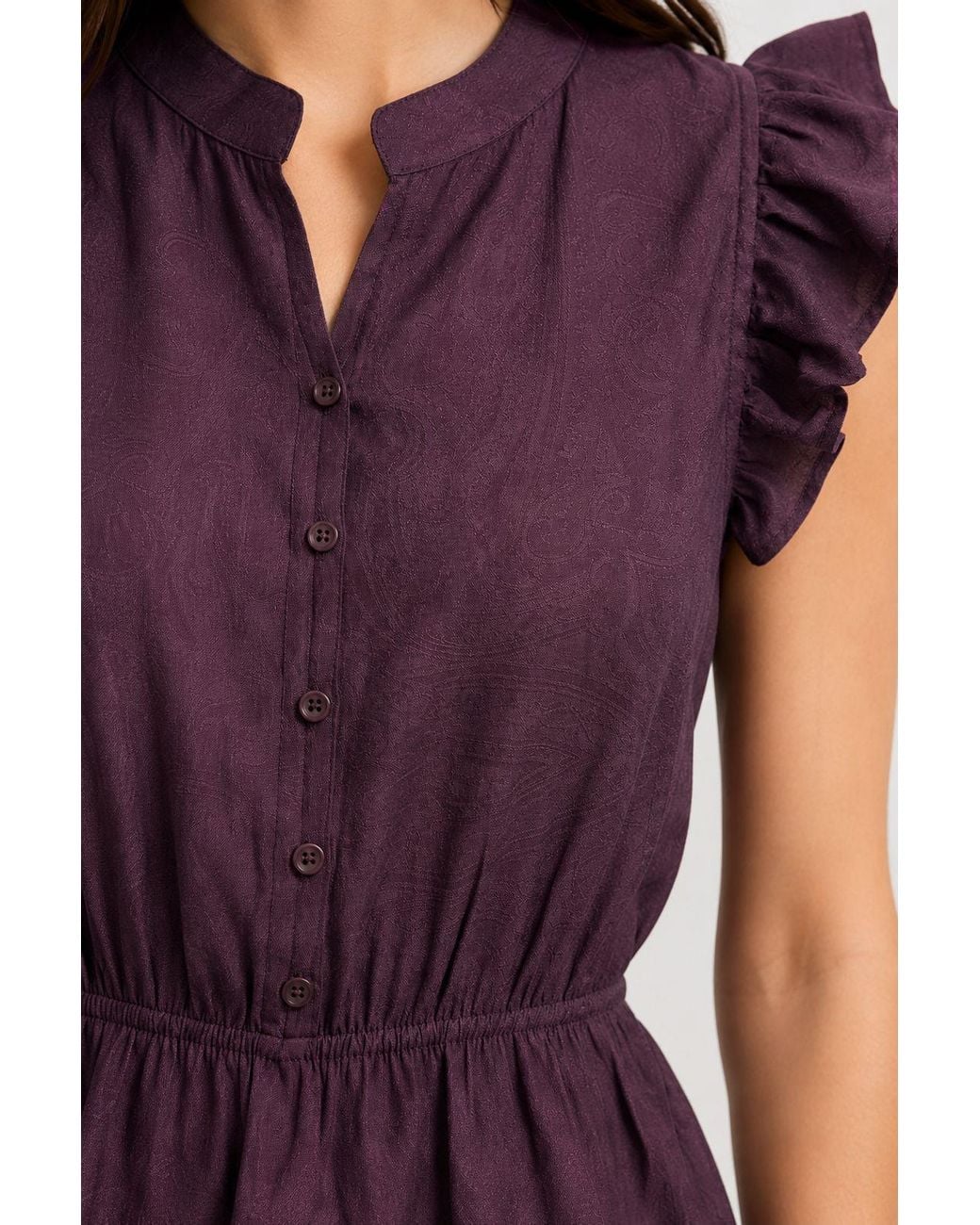 MixRay Purple Textured Jacquard Peplum Blouse