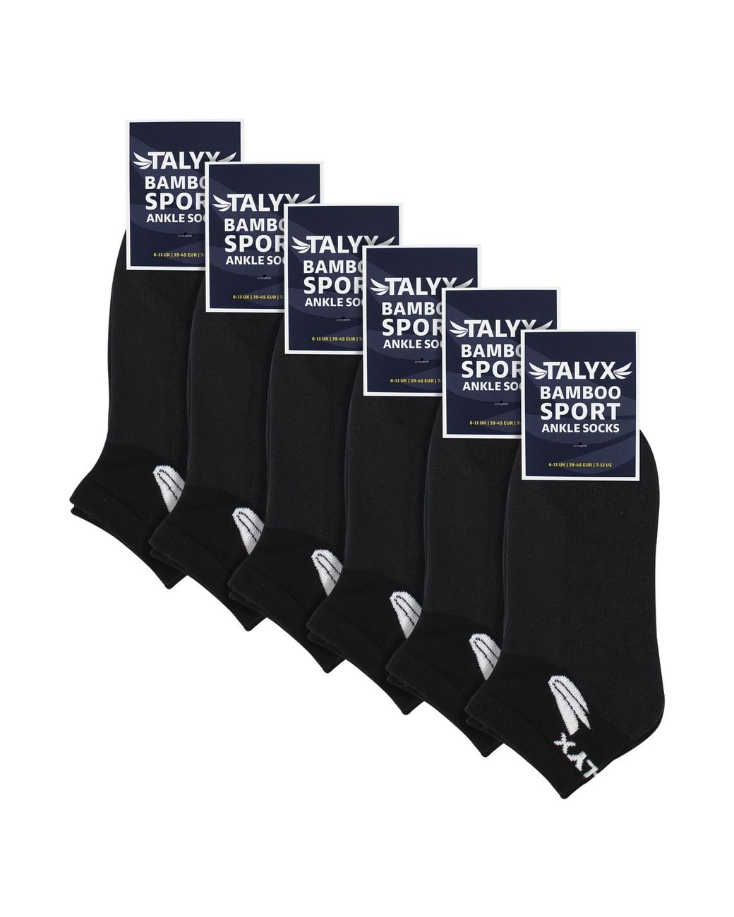Talyx Black 6 Pack Bamboo Ankle Socks for men