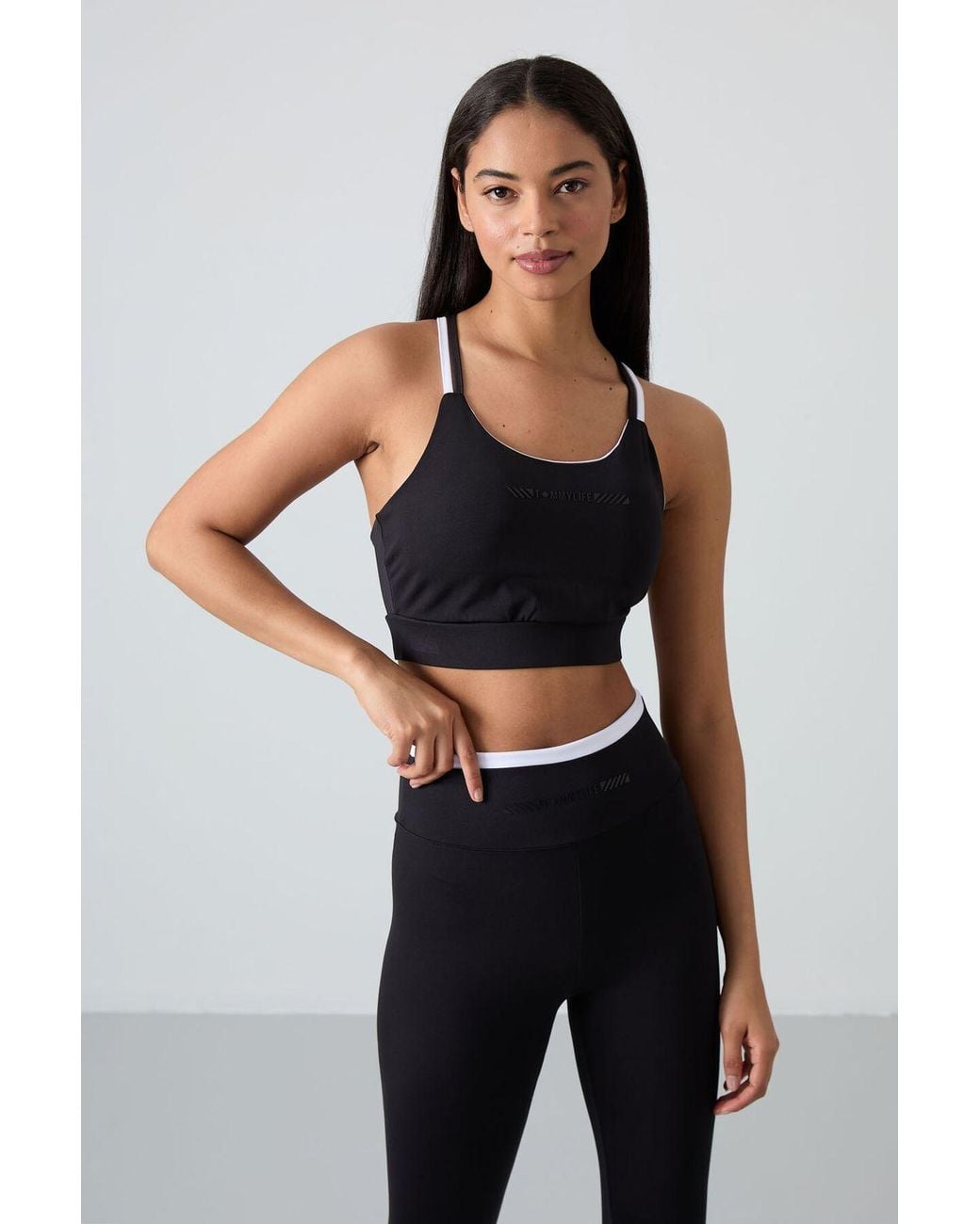 TOMMY LIFE Black Strapless Slim-Fit Active Set