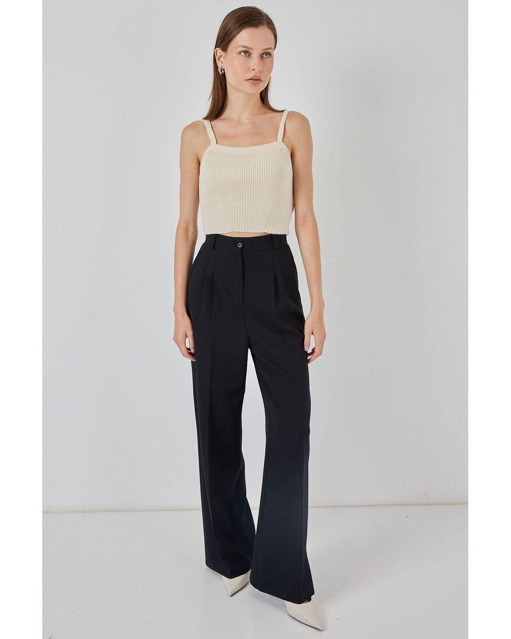 Bigdart Gray Square Collar Ribbed Knit Crop Top