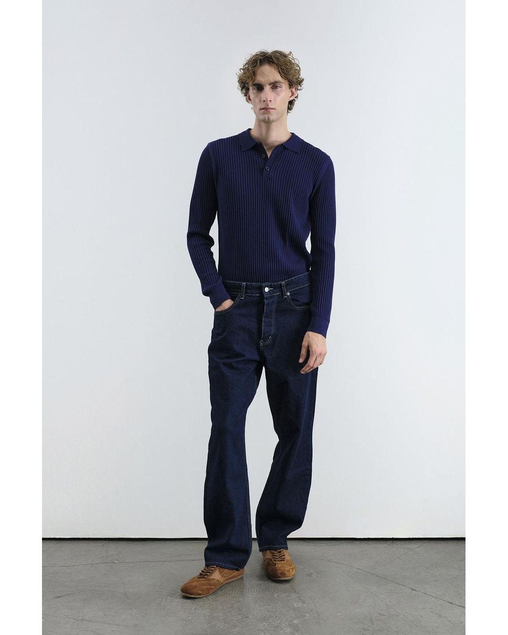 Giesto Blue Slim Fit Polo Neck T-Shirt for men