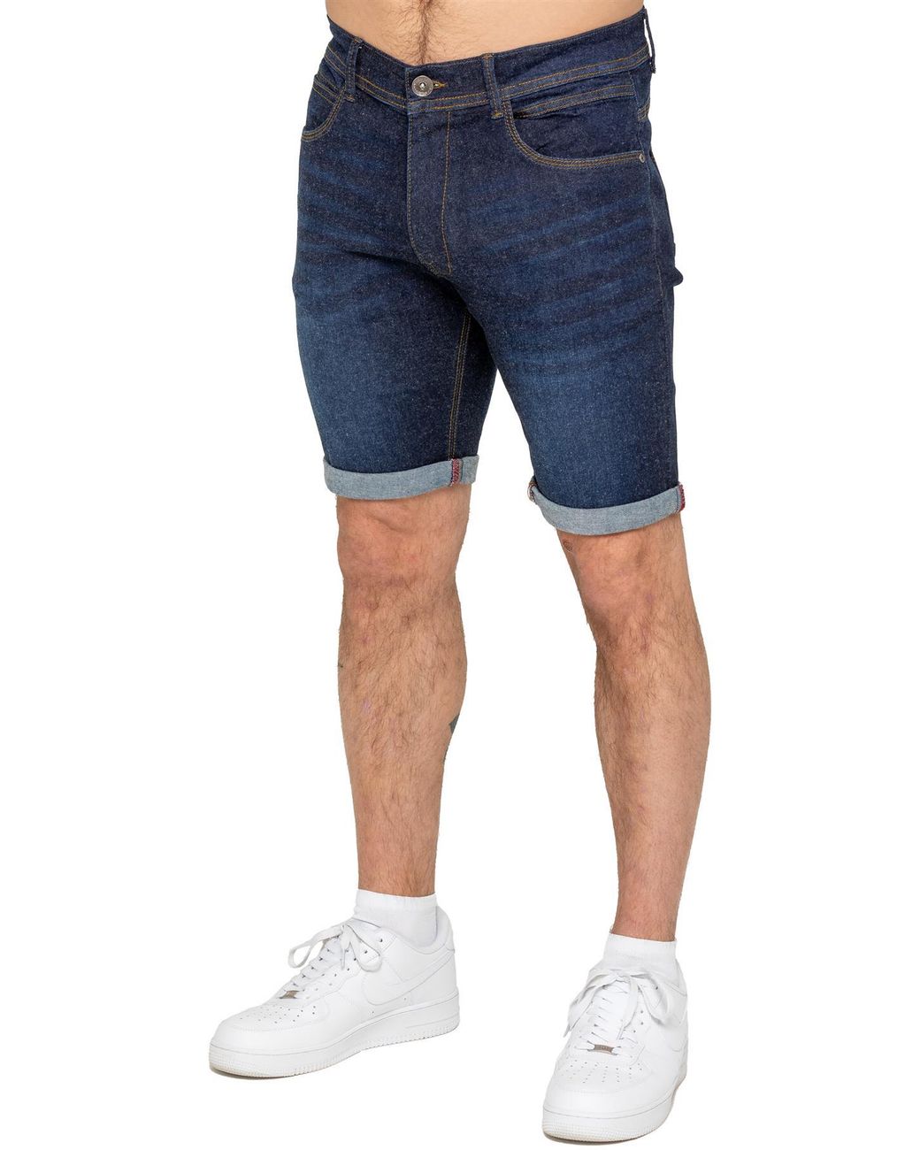 Enzo Slim Fit Denim Shorts in het Blue voor heren