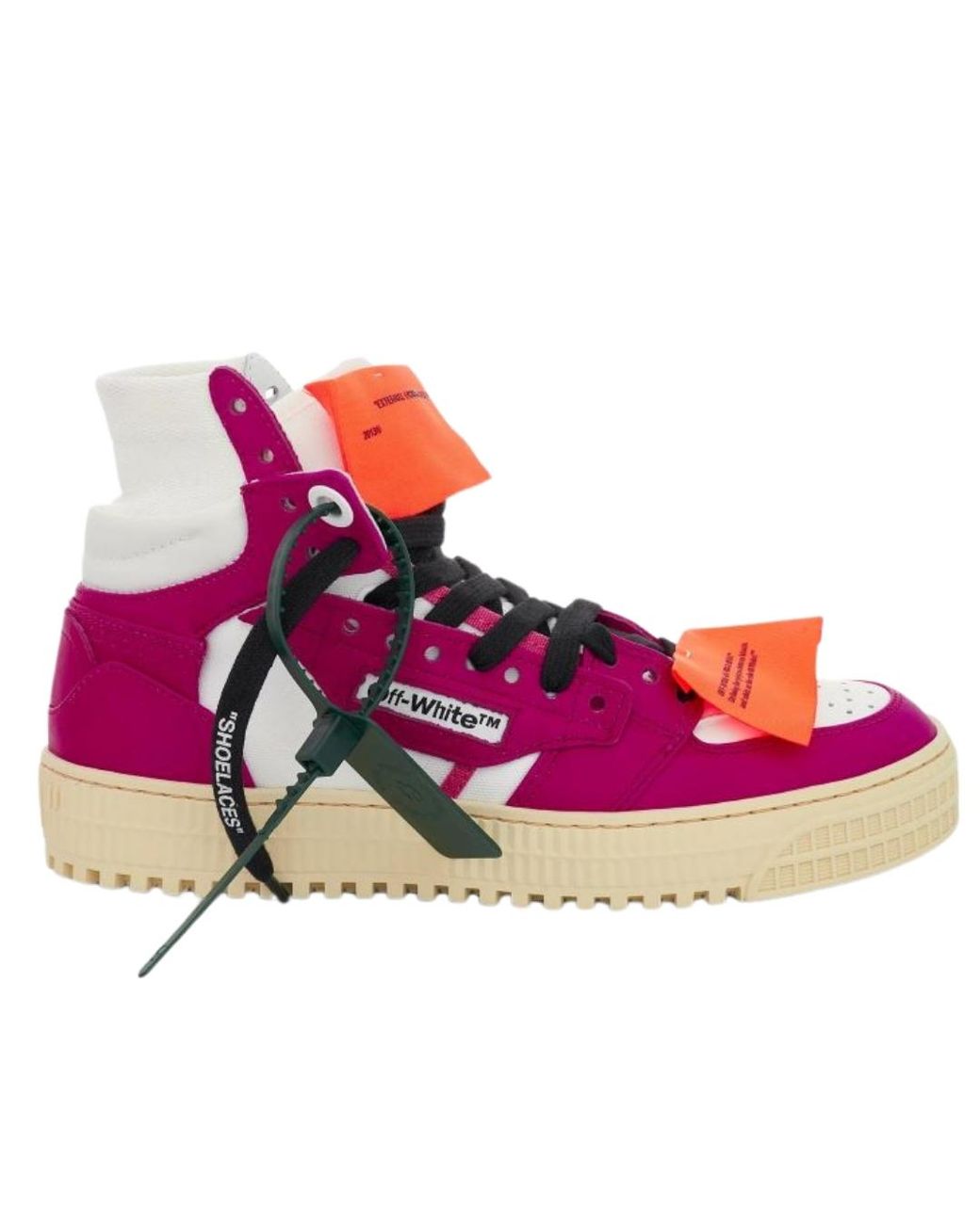 Off-White c/o Virgil Abloh Pink Off Court 3.0 Fuchsia High Top Leather Sneakers