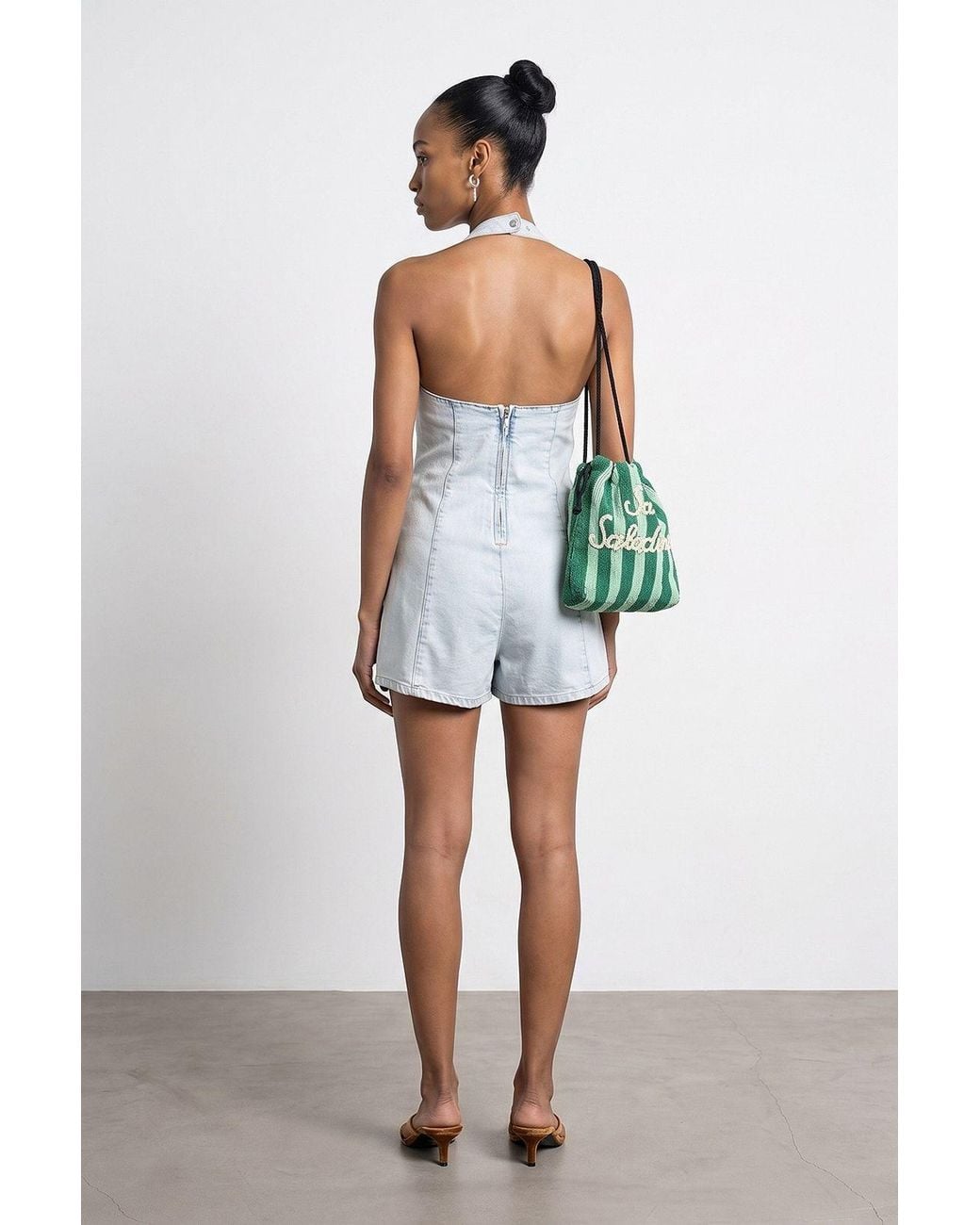 Dilvin Pink Cotton Halter Neck Short Jumpsuit