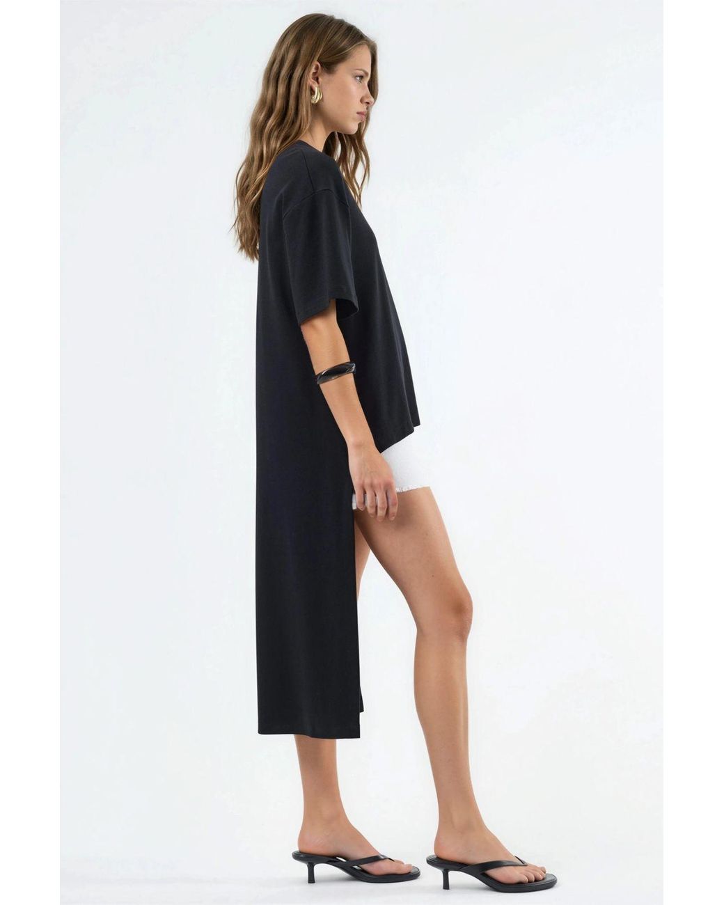 Busem Blue Oversized Crew Neck Tunic With Slit