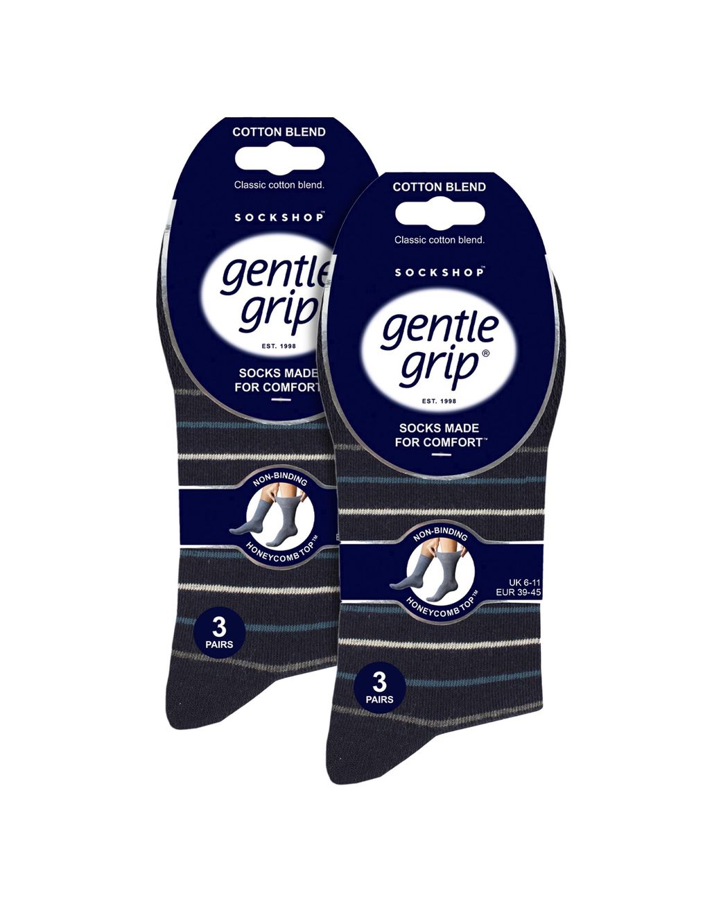 Gentle Grip Blue 6 Pairs Cotton Socks for men