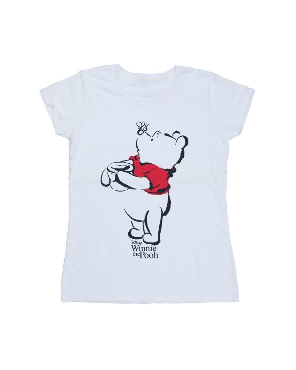 Disney White Ladies Winnie The Pooh Drawing Cotton T-Shirt