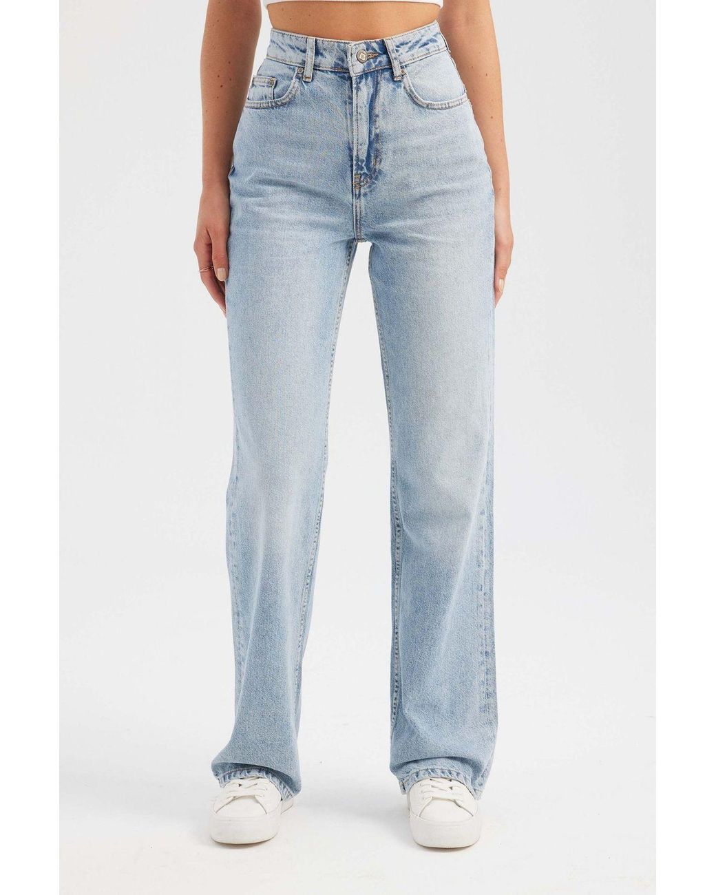 Hiccup Blue High Waist Straight Leg Jeans