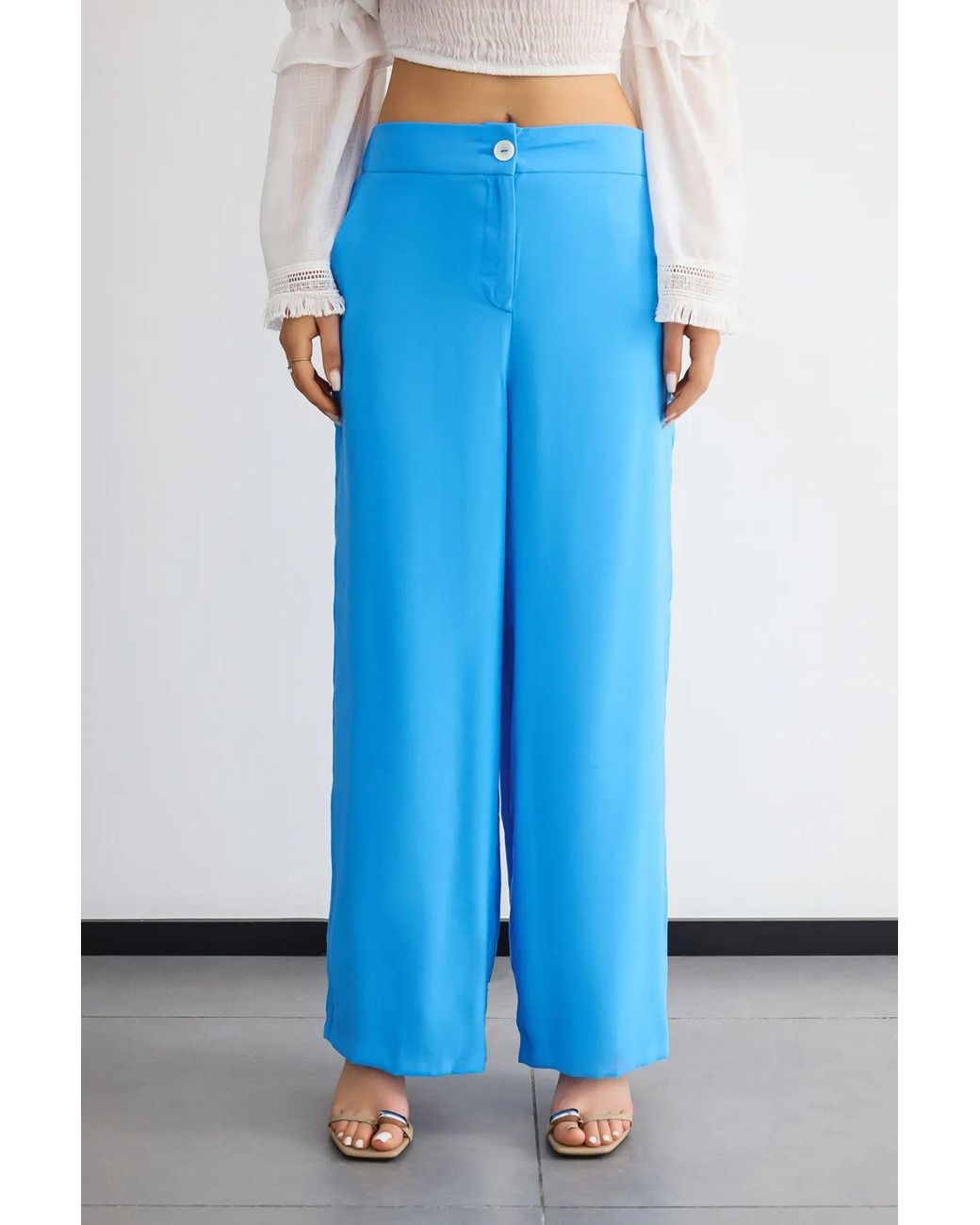Hiccup Blue High-Waist Wide-Leg Trousers