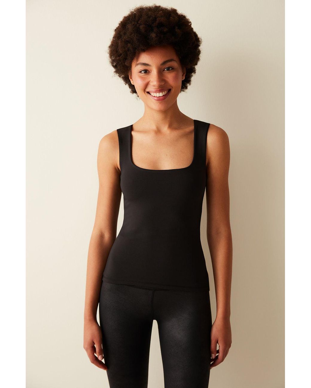 Penti Black Fitted Solid Knit Cami Top