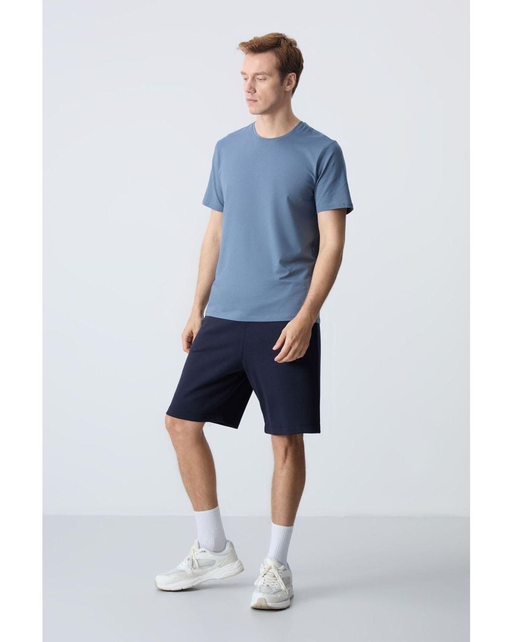 TOMMY LIFE Blue Cotton-Blend Sweat Shorts for men
