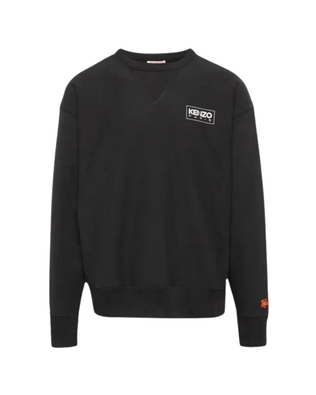 KENZO Black Paris Outlined Logo Sweatshirt Cotton for men