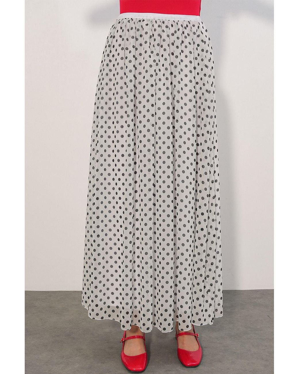 Bigdart Multicolor High-Waist Polka Dot Maxi Skirt