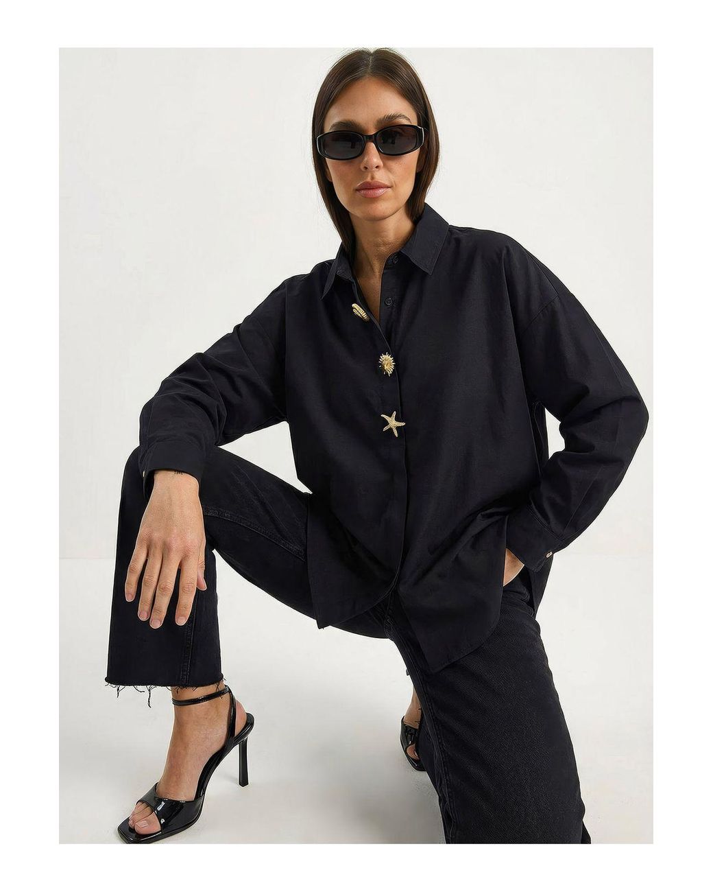 Bianco Lucci Blue Button Detailed Poplin Shirt