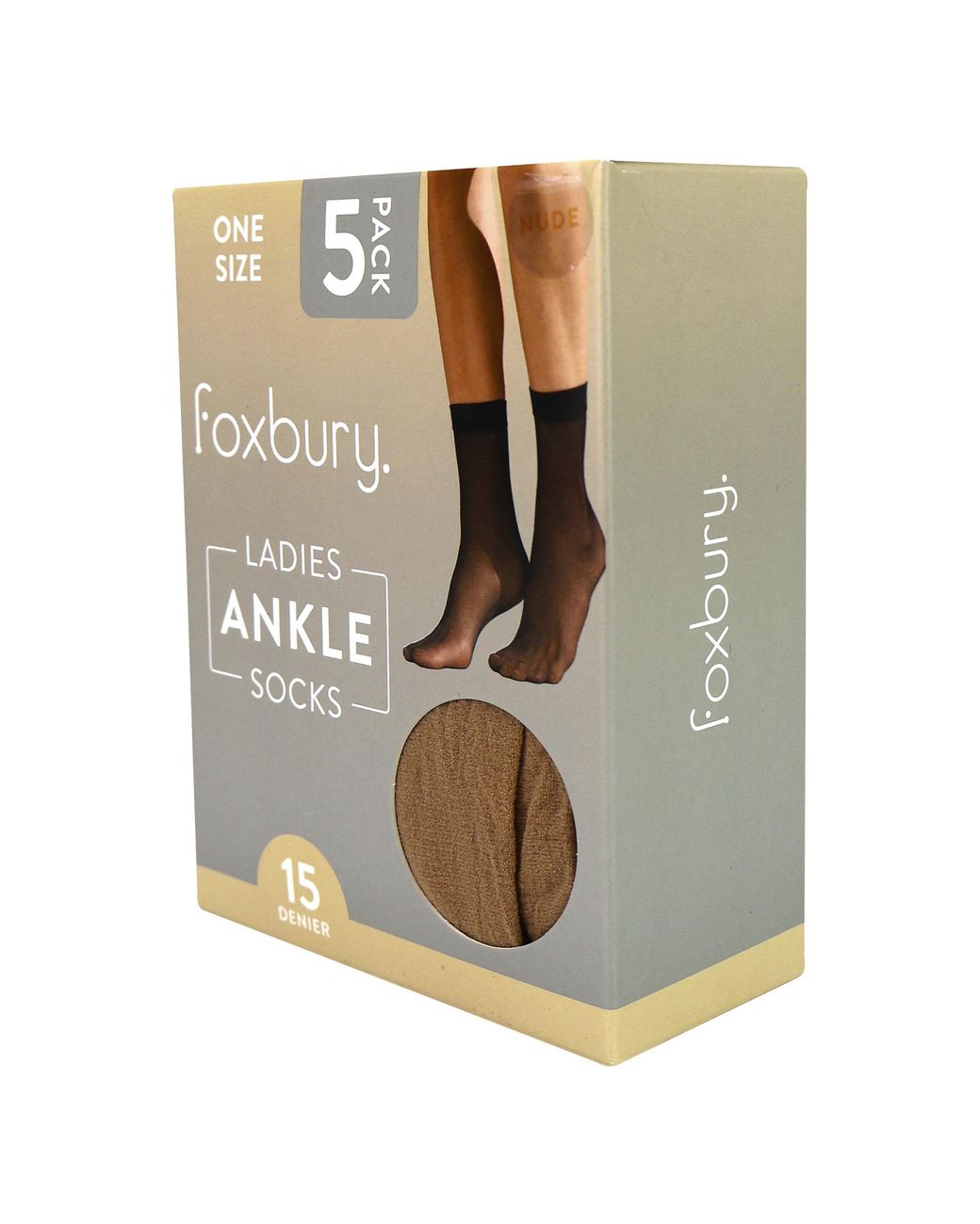 Sock Snob Brown 5 Pack Ladies Ankle High Pop Socks 15 Denier Lightweight Sheer