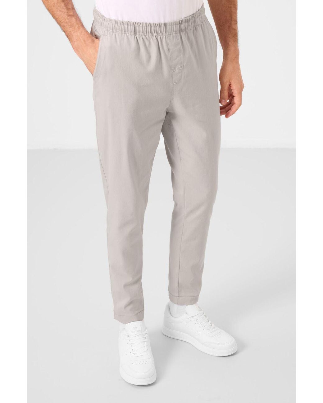 TOMMY LIFE White Straight-Leg Gabardine Chinos for men