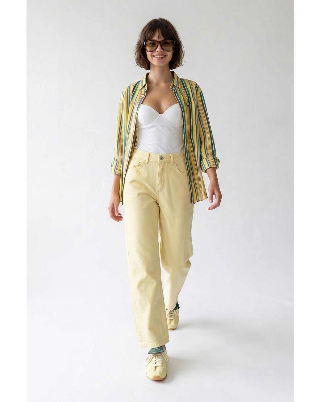 MixRay Metallic High-Waist Wide-Leg Cotton Jeans